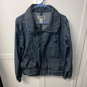 Vintage Route 66 Womens Denim Blue Jean Jacket‎ Large Full Zip Size XL